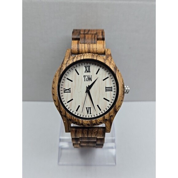 TJW | Accessories | Tjw Zebrawood Quartz Watch Roman Numeral Wooden ...
